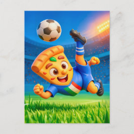 Cartão Postal Pizza italiana fazendo uma dramática bicicleta de 