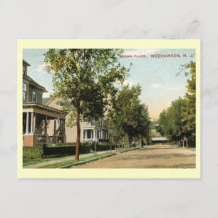 Cartão Postal Pl Castanho. Weehawken, Nova Jersey Vintage