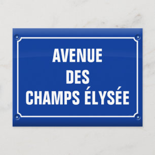Cartão Postal placa avenida Champs Elysées - FRANÇA