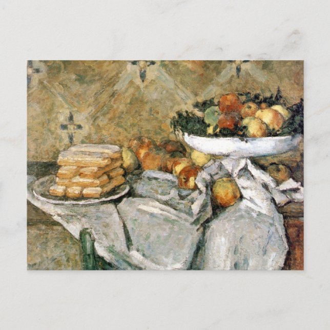 Cartão Postal Placa com frutas e dedos de esponja - Cézanne (Frente)