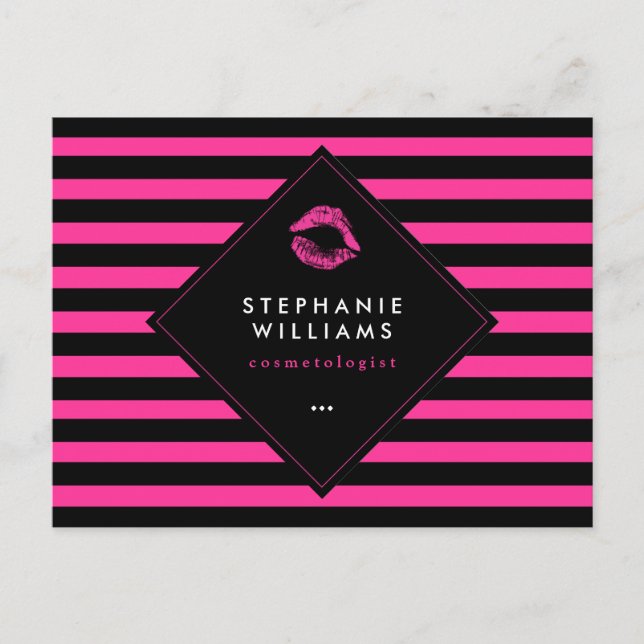 Cartão Postal Placa Comp de Artista Makeup de Lábios Rosa Quente (Frente)