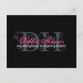 Cartão Postal Placa Comp Makeup do Monograma Rosa e Preto