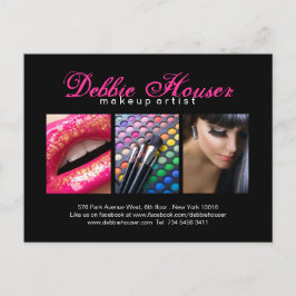 Cartão Postal Placa Comp Makeup do Monograma Rosa e Preto