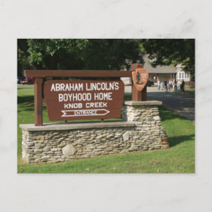 Cartão Postal Placa da Casa de Infância de Abraham Lincoln, Knob