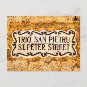 Cartão Postal Placa da Rua de São Pedro Malta