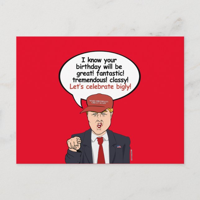 Cartão Postal Placa de Aniversário de Trump de excelente - Celeb (Frente)