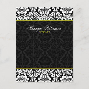 Cartão Postal Placa de Arco Chic do Swanky Black Damask
