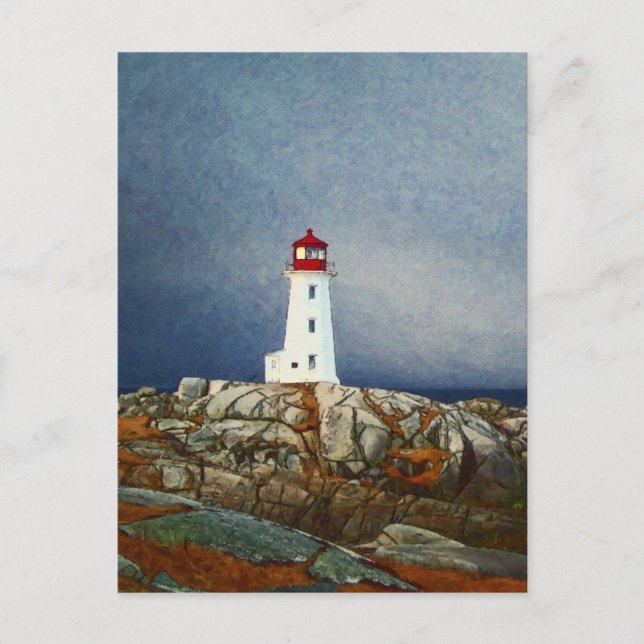 Cartão Postal Placa de Arte da Peggys Cove Lighthouse Nova Scoti (Frente)