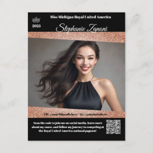 Cartão Postal Placa de Autografo Promo Pageant   Código QR