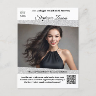 Cartão Postal Placa de Autografo Promo Pageant   Código QR