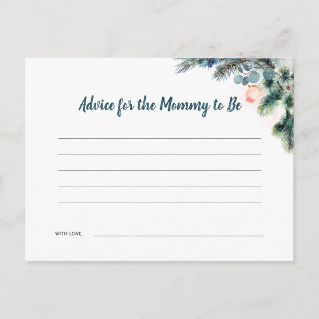 Cartão Postal Placa de aviso para Chá de fraldas de inverno (Frente)