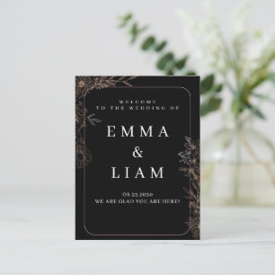 Cartão Postal Placa de Boas-Vindas de Casamento Floral Botânico