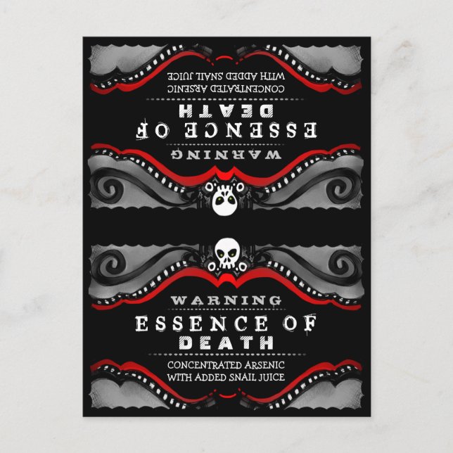 Cartão Postal Placa de calda de bebida branca, preta e Comida, H (Frente)