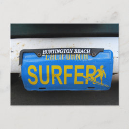 Cartão Postal Placa de carro de surfista da Califórnia