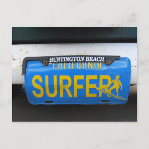 Cartão Postal Placa de carro de surfista da Califórnia