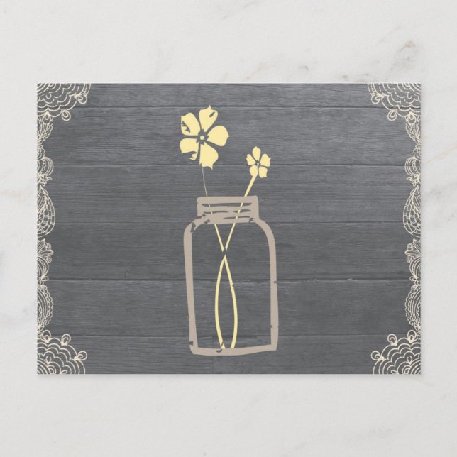 Cartão Postal Placa de Chá Rustic Mason Jar Recipiente (Frente)