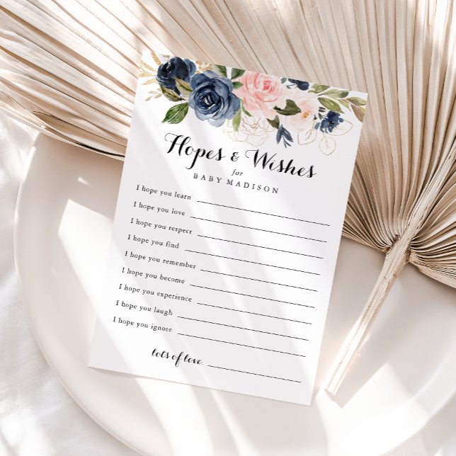 Cartão Postal Placa de desejo e desejo do Chá de fraldas floral  (Criador carregado)