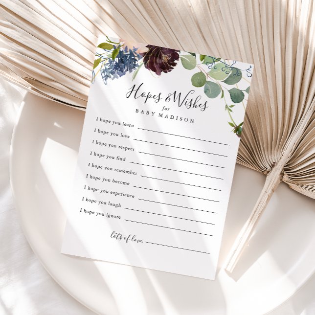 Cartão Postal Placa de desejos e desejos do Chá de fraldas Flora (Criador carregado)