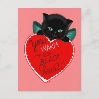 Cartão Postal Placa de Dia de os namorados de Gato Preto Inspira