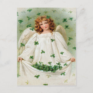 Cartão Postal Placa de Dia de São Patrício do Anjo Vintage Sha
