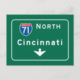Cartão Postal Placa de Estrada de Cincinnati, OH