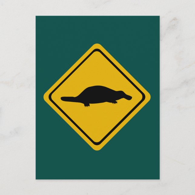Cartão Postal placa de estrada de platypus (Frente)