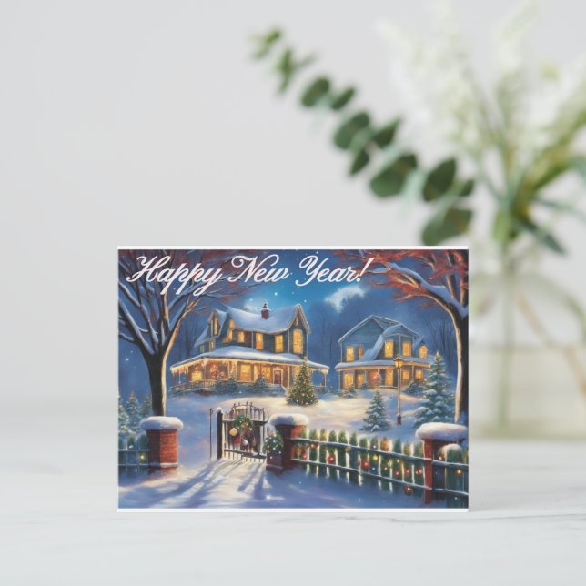 Cartão Postal placa de feliz ano novo (Em pé/Frente)