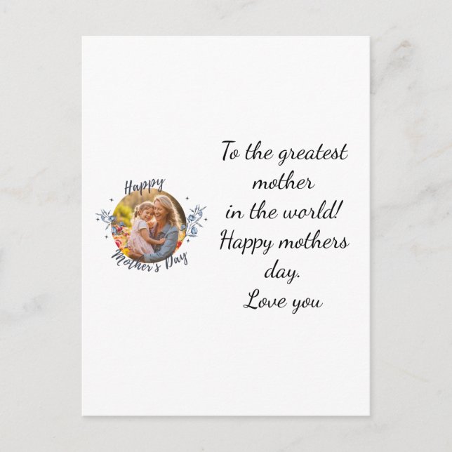 Cartão Postal placa de feliz dia de as mães (Frente)