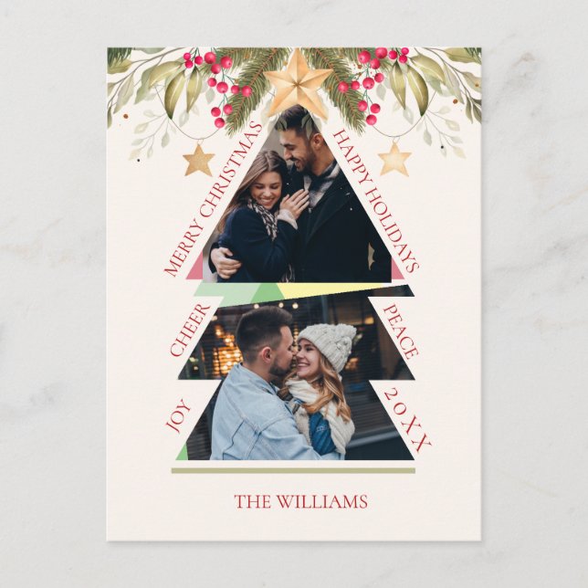 Cartão Postal Placa de Férias de Árvore de Fotografias Múltiplas (Frente)