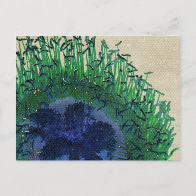 Cartão Postal Placa de Flor de Cores de Peacock (Frente)