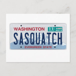 Cartão Postal Placa de Licença de Washington Sasquatch