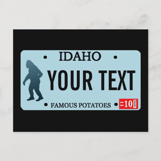 Cartão Postal Placa de Licença Idaho Sasquatch (Frente)