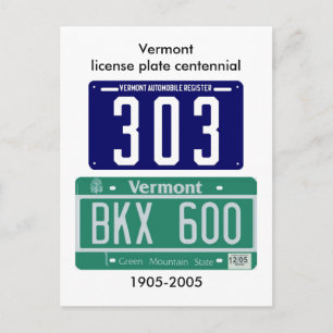 Cartão Postal Placa de licença Vermont centenal