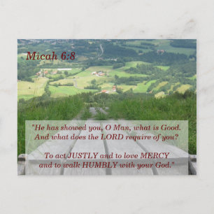 Cartão Postal Placa de Memória de Escritura Micah 6 8