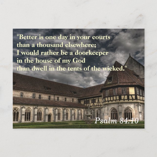 Cartão Postal Placa De Memória De Script Psalm 84:10 (Frente)