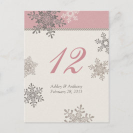 Cartão Postal Placa de Mesa do Floco de Neve Rosa-Ivory