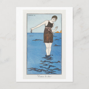 Cartão Postal Placa de Moda Art Deco de Maiô por Barbier