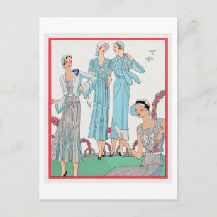 Cartão Postal Placa de Moda de 1920 para vestidos diurnos
