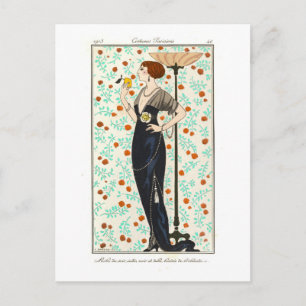 Cartão Postal Placa de Moda Vintage Barbier de 1910