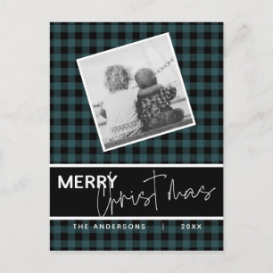 Cartão Postal Placa de Natal Alegre Rústica Moderna Xadrez