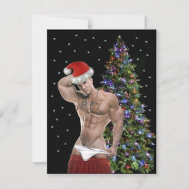 Cartão Postal Placa de Natal para Papais noeis Hunk Buff Mais Ac