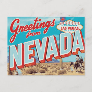 Cartão Postal Placa de Nevada Las Vegas Cowboy
