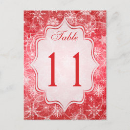 Cartão Postal Placa de Número da Tabela Flocos de Neve Vermelhos