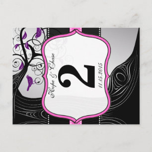 Cartão Postal Placa de Número de Tabela de Árvore de Prata Rosa 