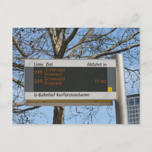 Cartão Postal Placa de Parada de Ônibus em Berlim