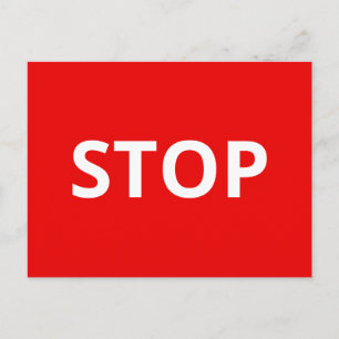 Cartão Postal Placa de Parar Sinal de Alerta Vermelho Texto Pers