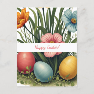Cartão Postal Placa de páscoa em cores pastel suave