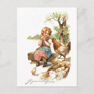 Cartão Postal Placa de Páscoa Retrofrancesa Vintage