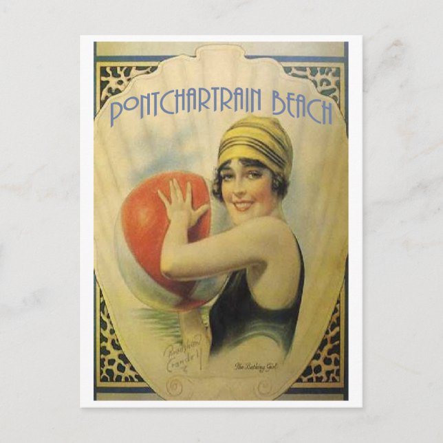 Cartão Postal Placa de Poster de praia de Pontchartrain (Frente)