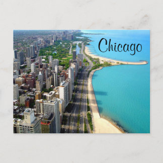 Cartão Postal Placa de Posto Aerial View Chicago Illinois